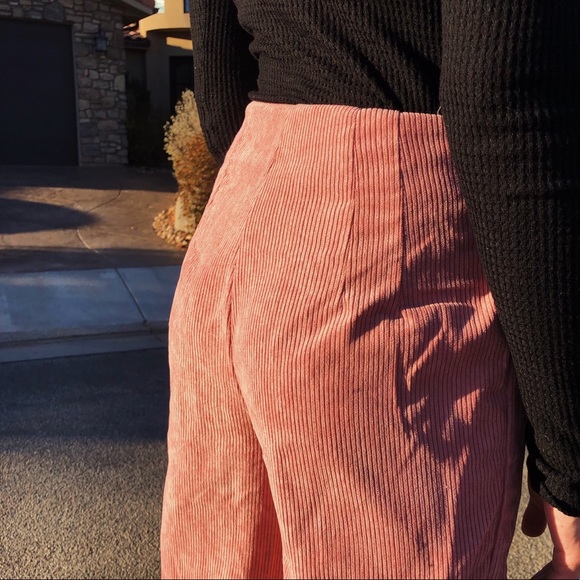 Wide Leg Button Fly Corduroy Trousers - Picture 3 of 6